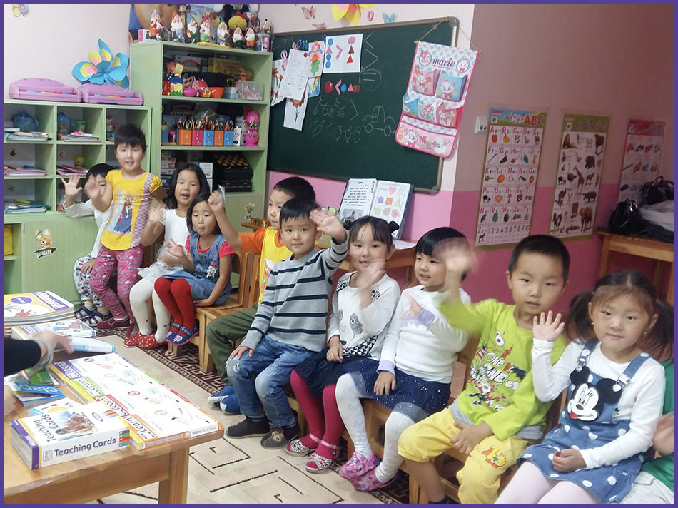 A class in Mongolia using Your Baby Can Learn!